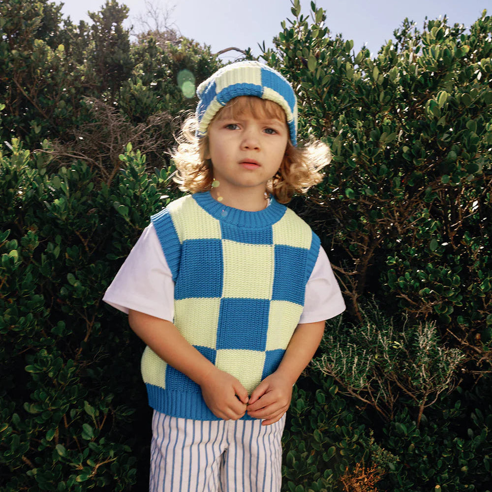 Sunday Beanie - Blue + Lime