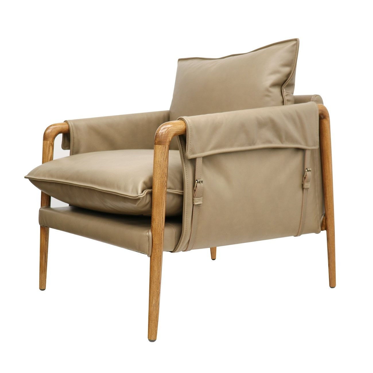 Saddle Armchair - Beige Leather