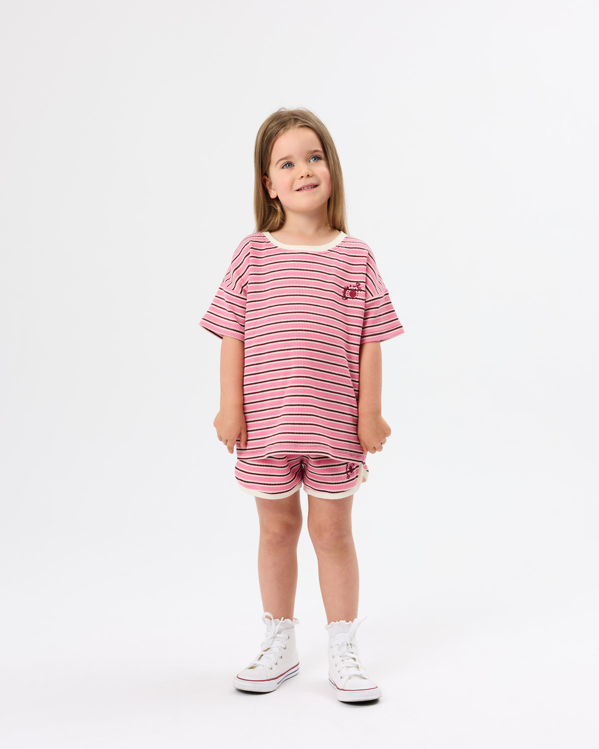 WAFFLE STRIPE T-SHIRT PINK