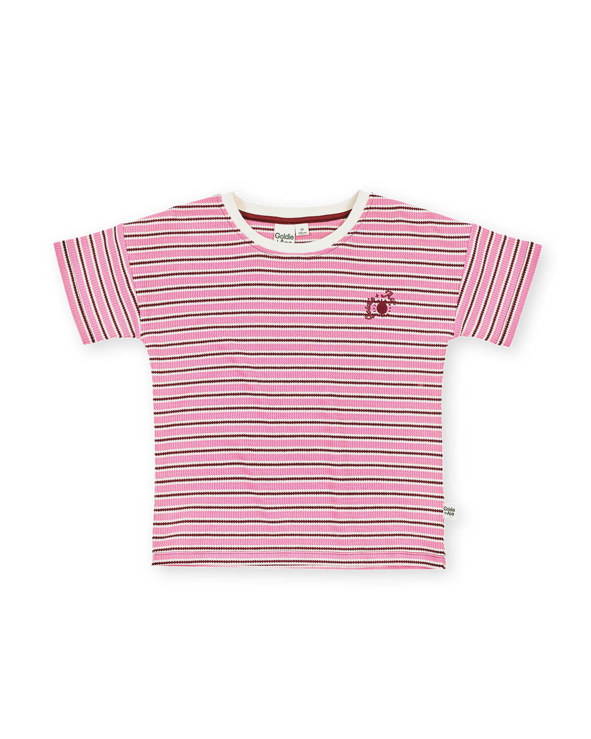 WAFFLE STRIPE T-SHIRT PINK