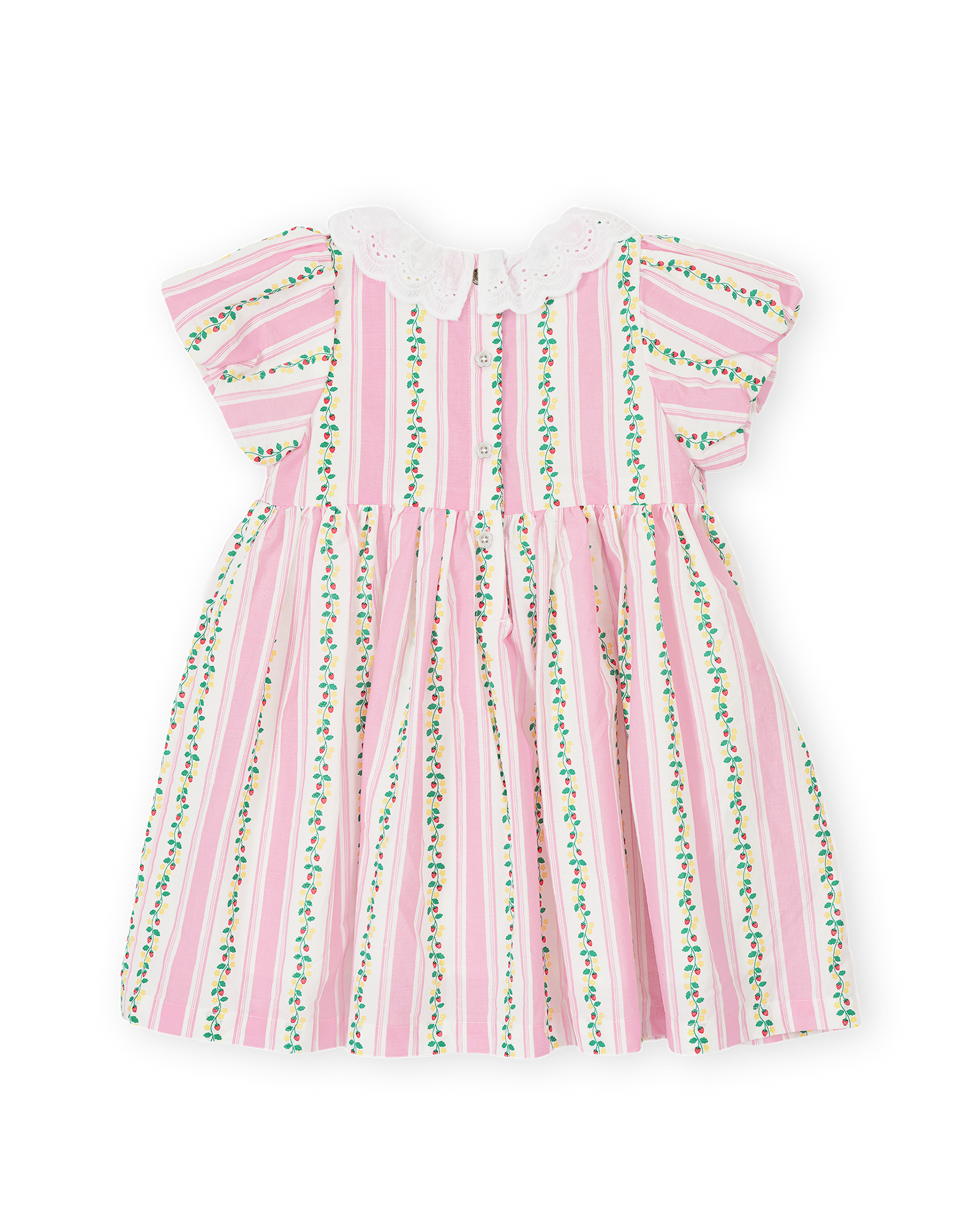 ANTIQUE STRIPE STRAWBERRY FLO SMOCKED DRESS