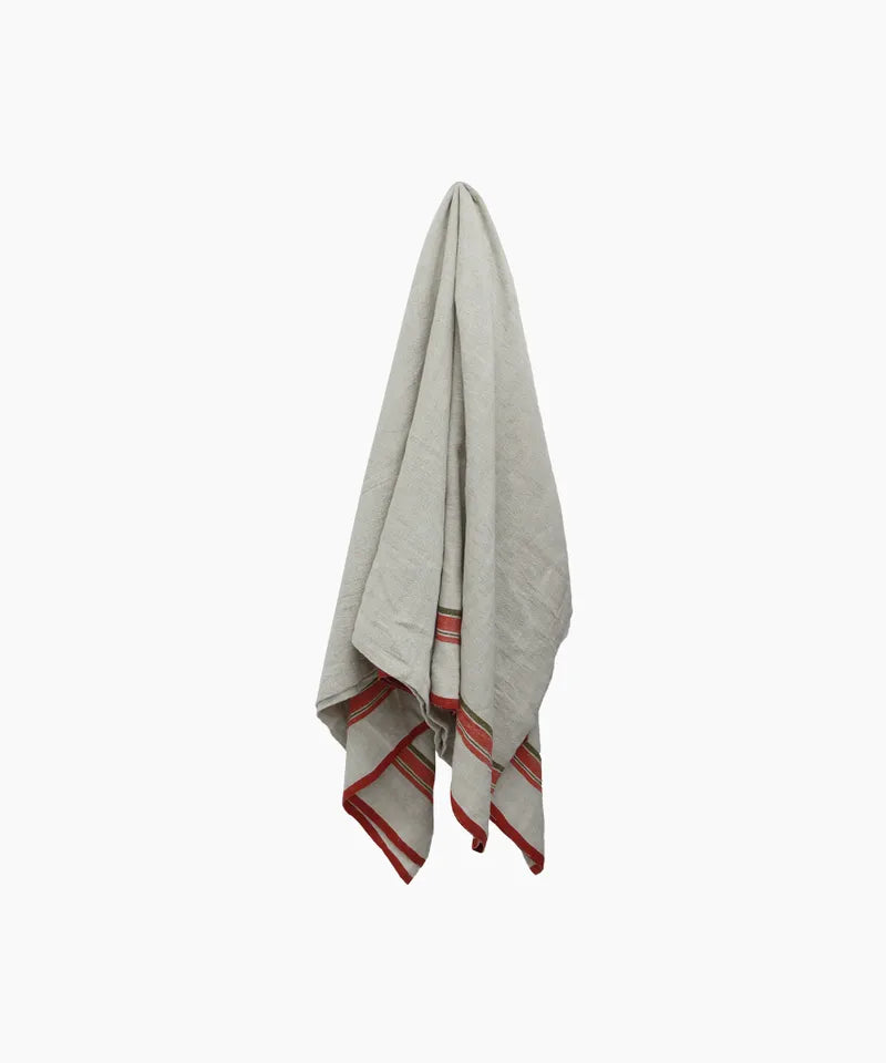 Red Selvedge Stripe Linen Tablecloth