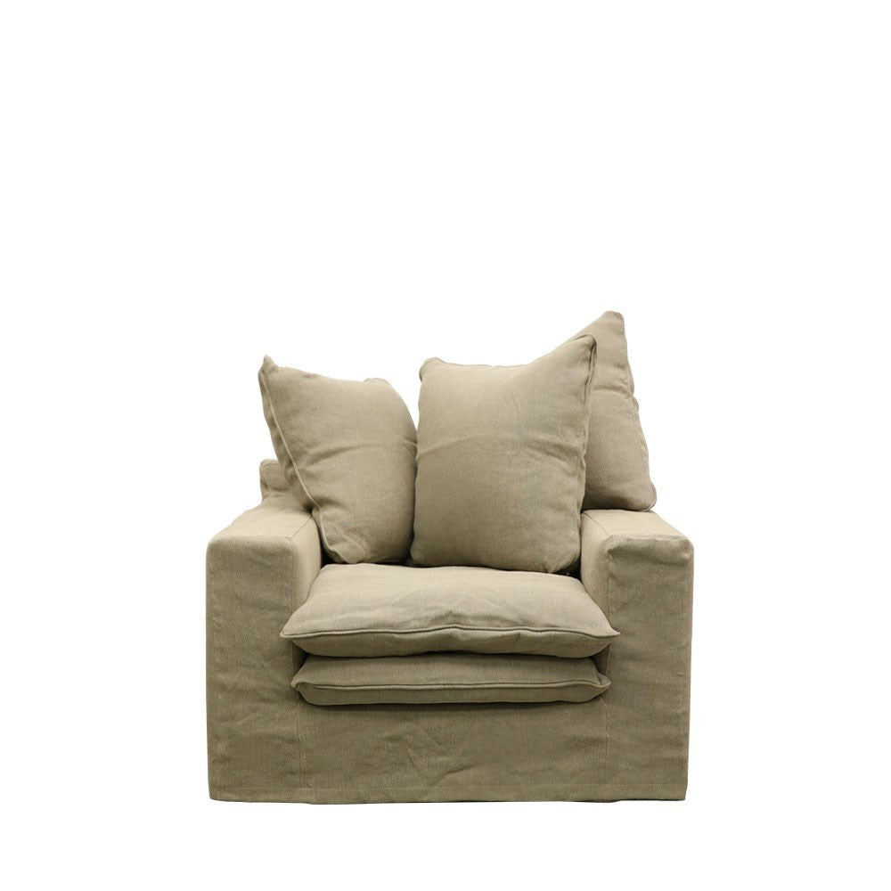 Keely Slipcover Armchair - Khaki