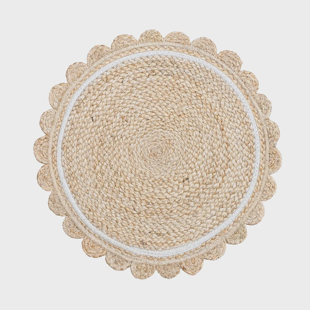 Placemat Scalloped - Natural w/White