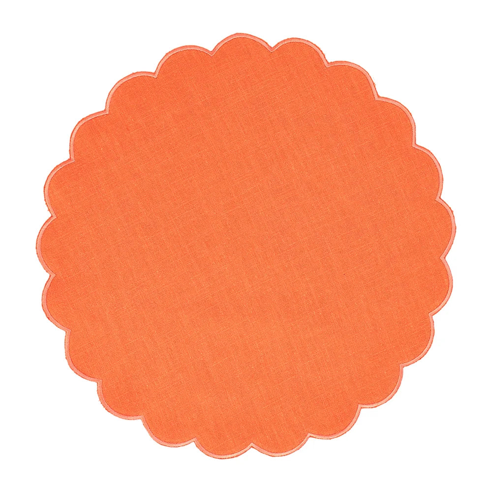 STONEWASHED Scallop Placemat - Coral