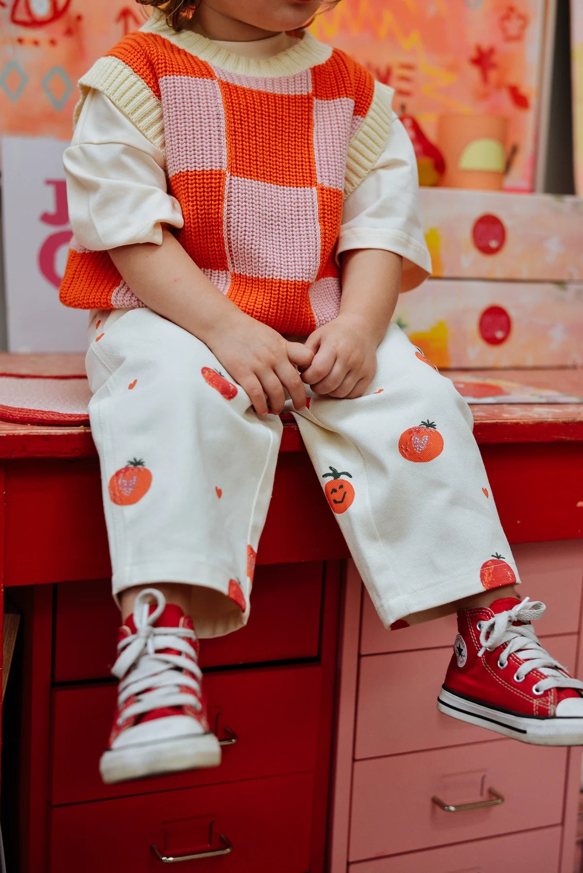 Nonno Vest - Pink + Orange Check