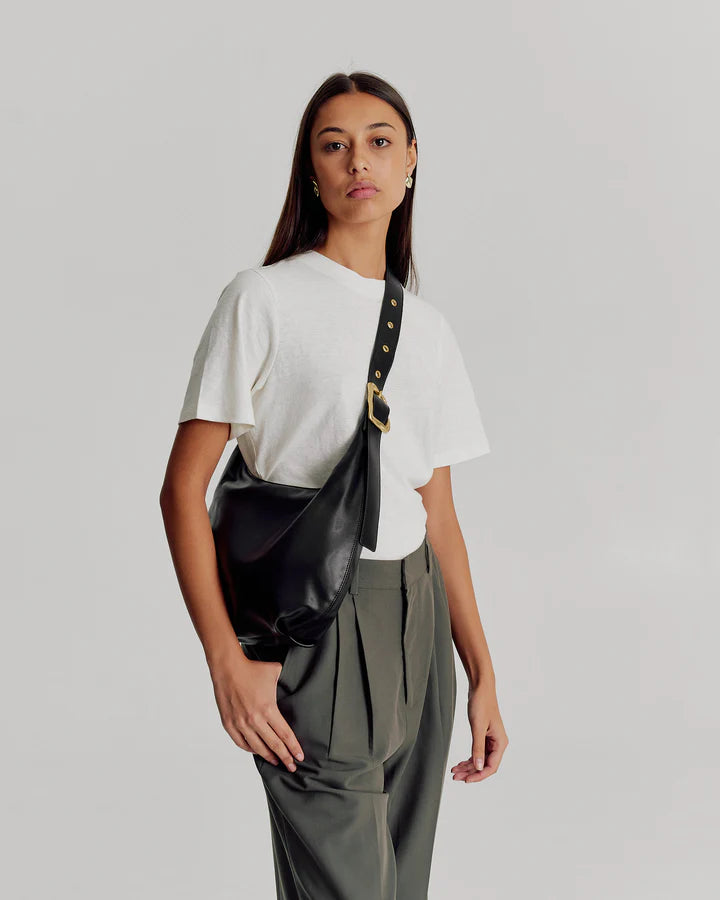 Everyday Croissant Bag - BLACK ( gold buckle )