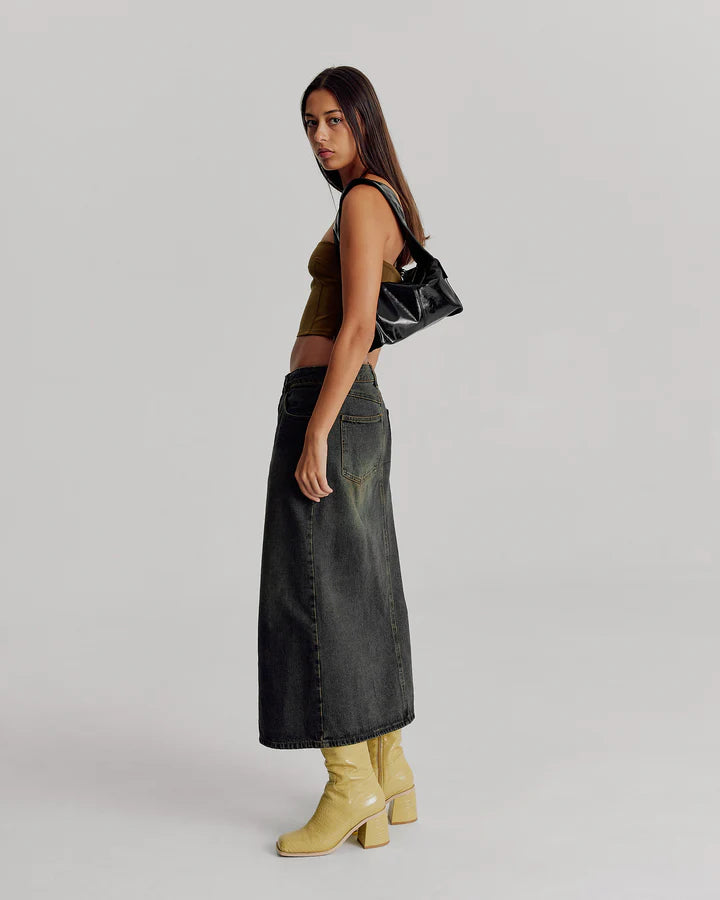 Luca Shoulder Bag - BLACK GLOSSY  CRINKLE