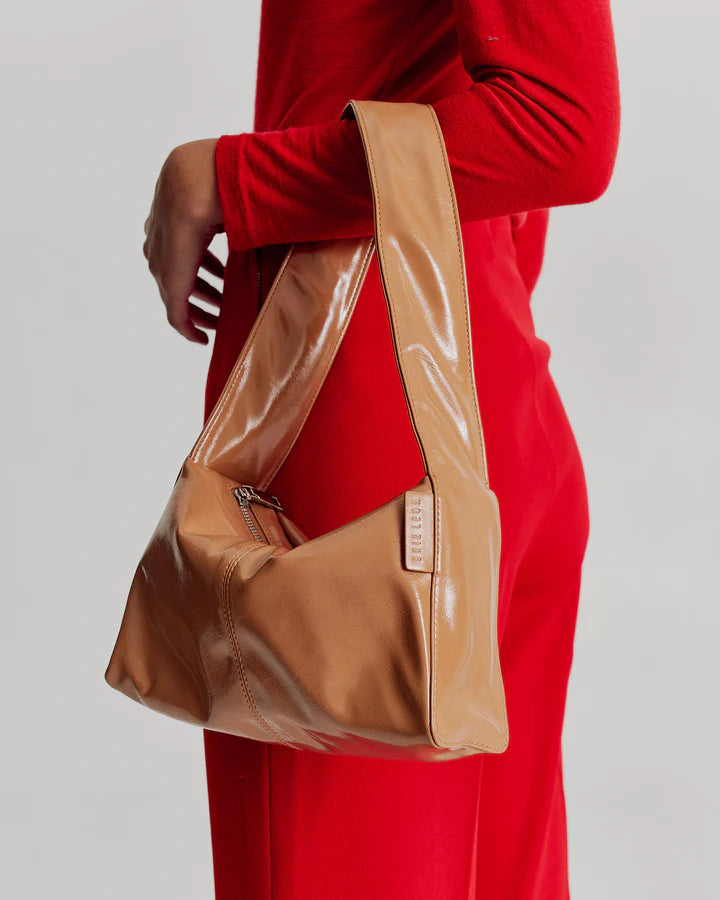 Luca Shoulder Bag - MILK TEA GLOSSY  CRINKLE