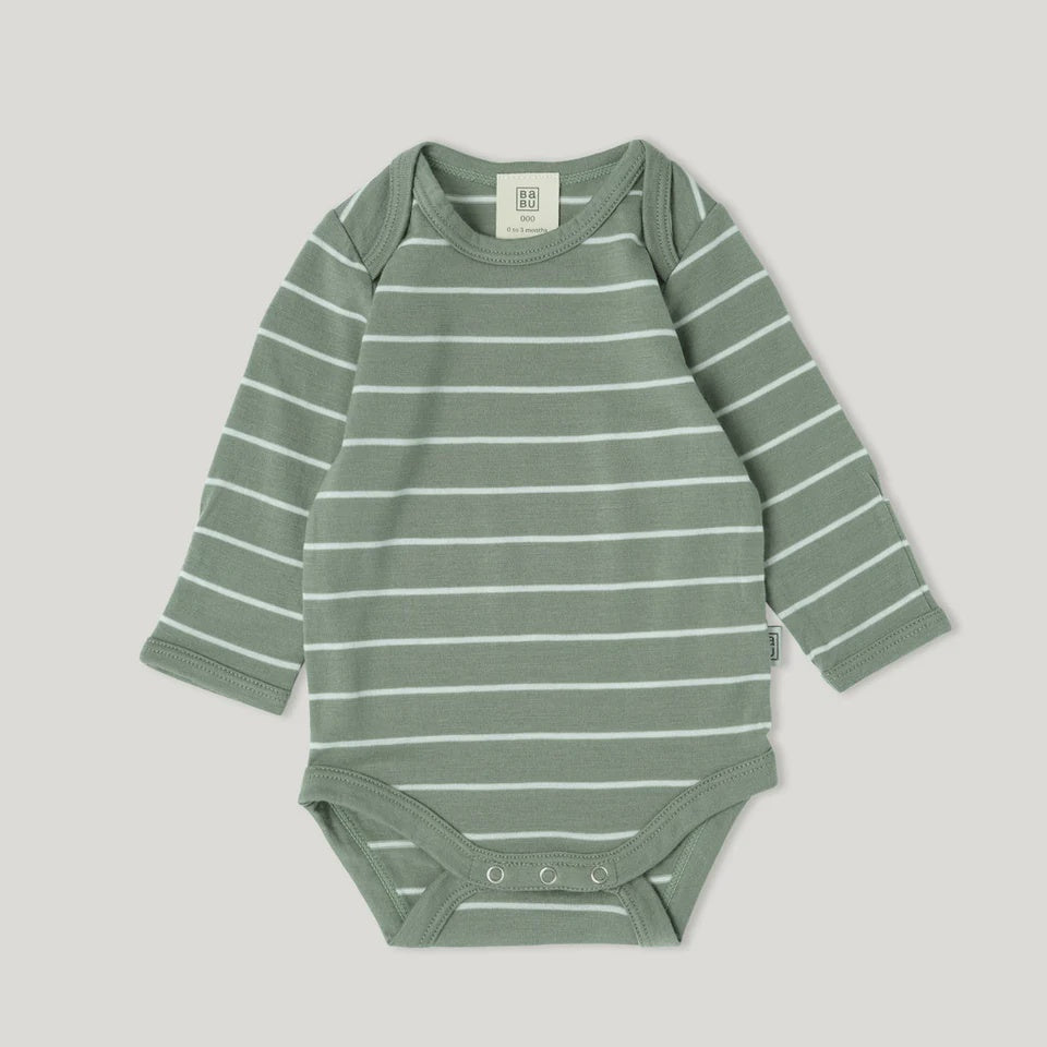 Merino Bodysuit - Sage Stripe