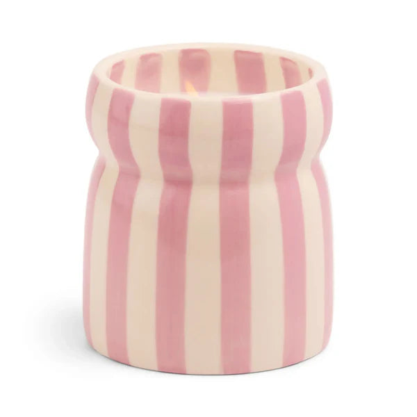 CABANA STRIPED CERAMIC CANDLE - GRECIAN SAND