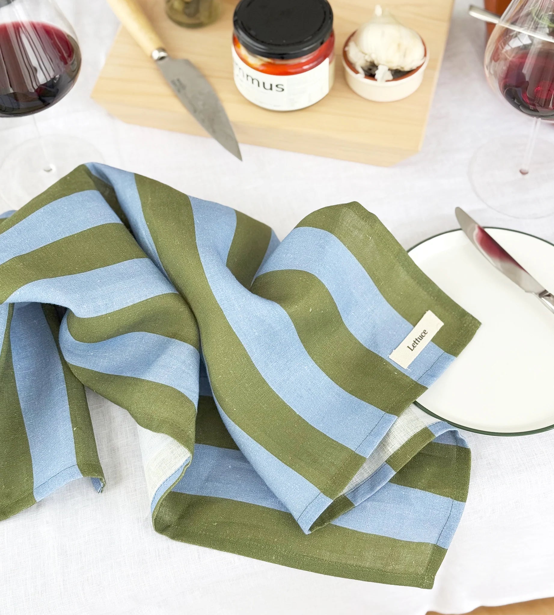 Tea Towel | Bold Stripe Periwinkle + Olive