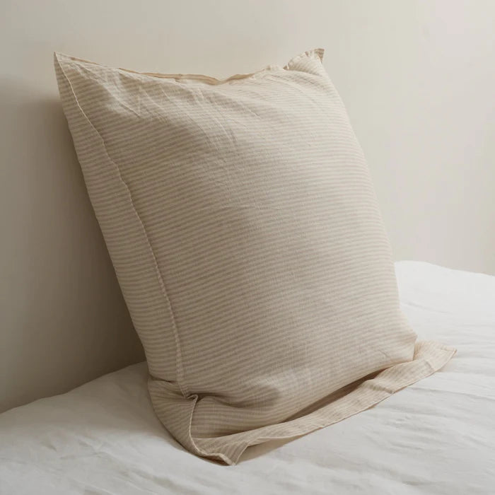 French Linen Euro Pillowcase - Nat Stripe