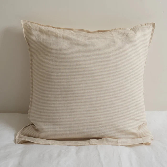 French Linen Euro Pillowcase - Nat Stripe