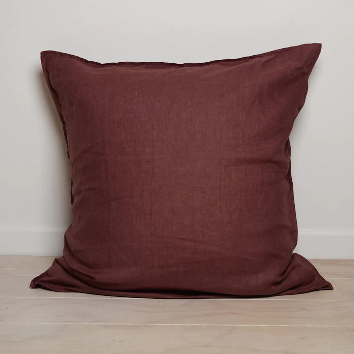 French Linen Euro Pillowcase- Antique Rosewood