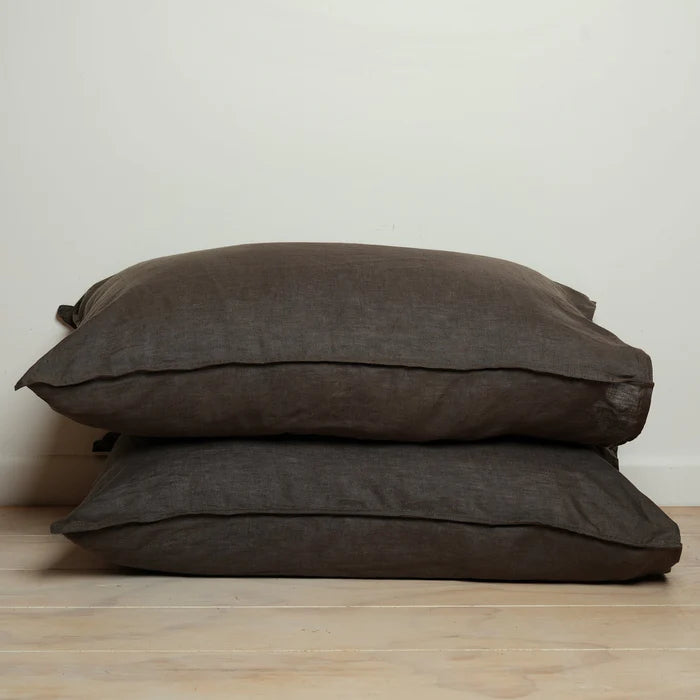 French Linen Pillowcase Pair - Deep Moss
