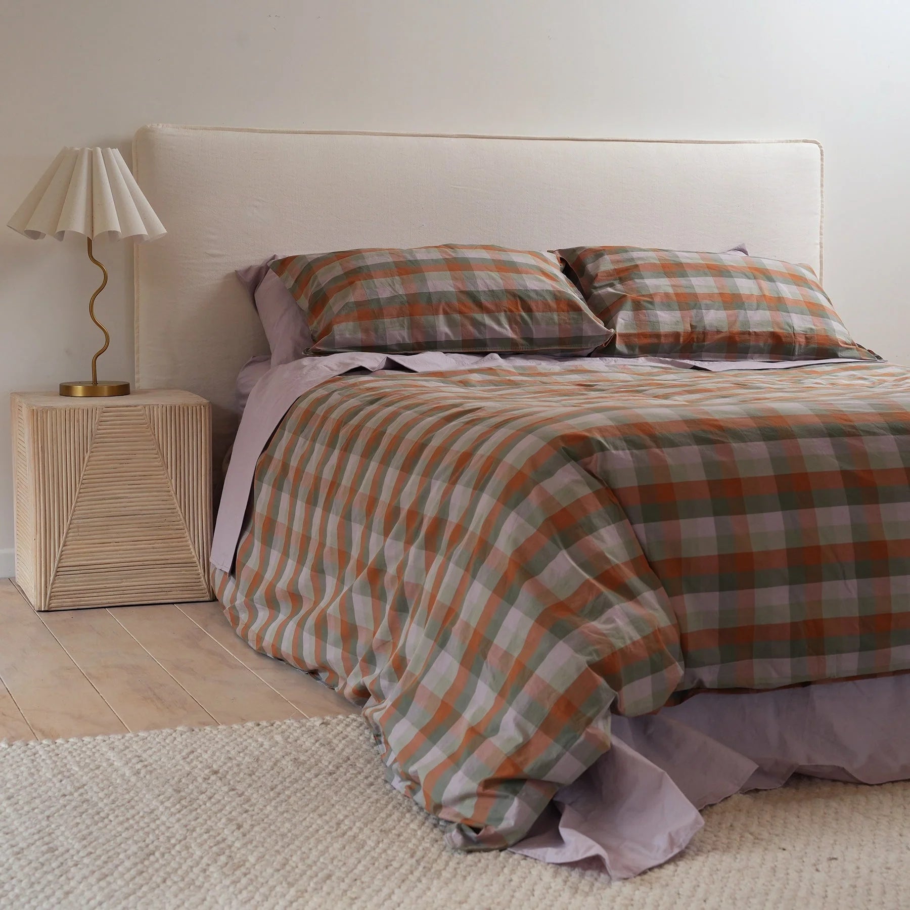 Cotton Duvet Set - Sunset Check