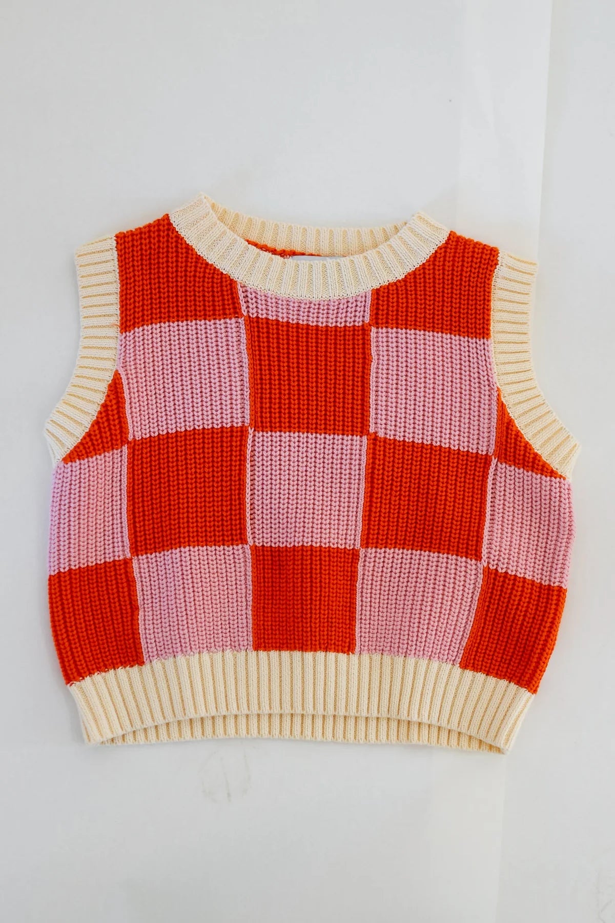 Nonno Vest - Pink + Orange Check