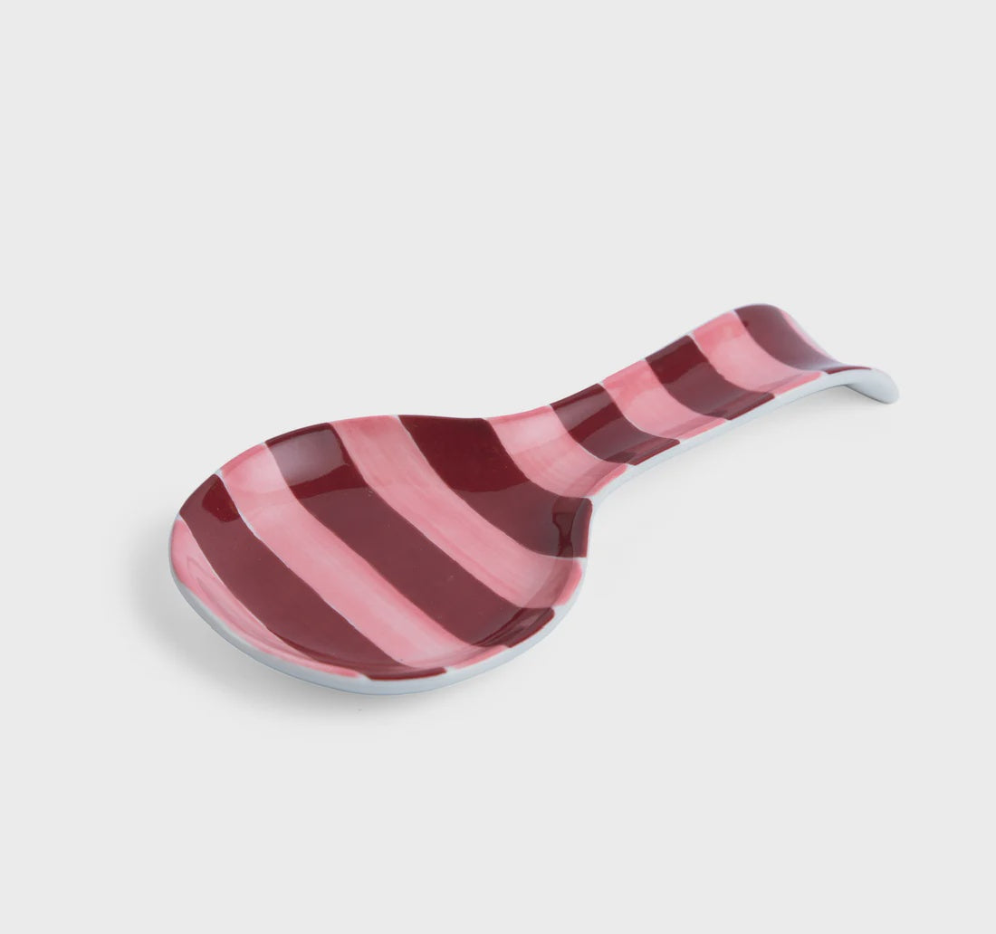 Spoon Rest - Pink and Burgundy Stripe