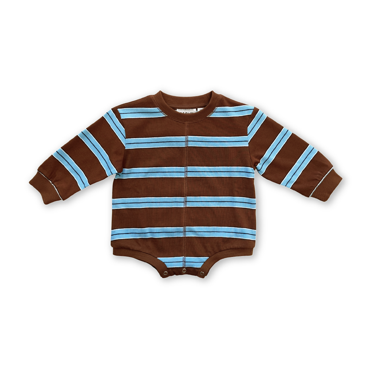 Cotton Sports Stripe Romper - Teddy