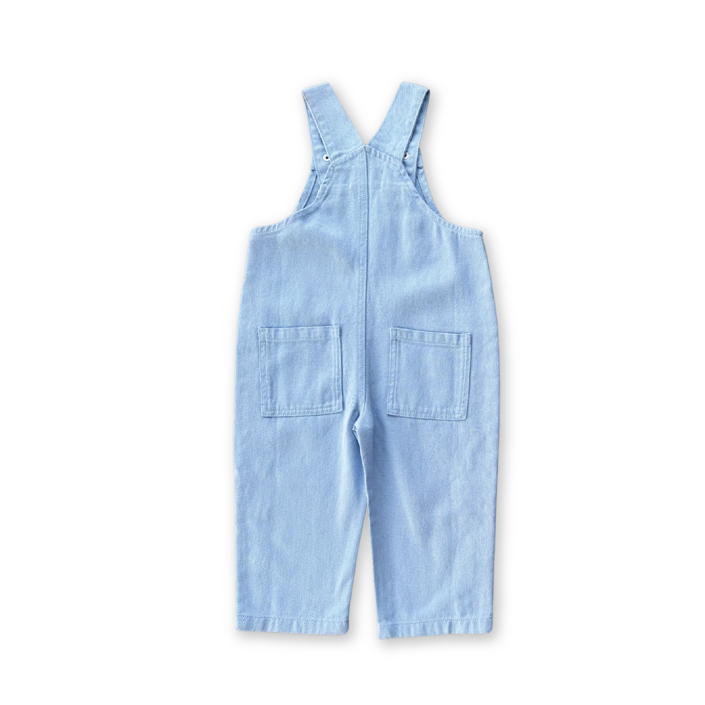 Organic Embroidery Posy Overalls - Ice Blue