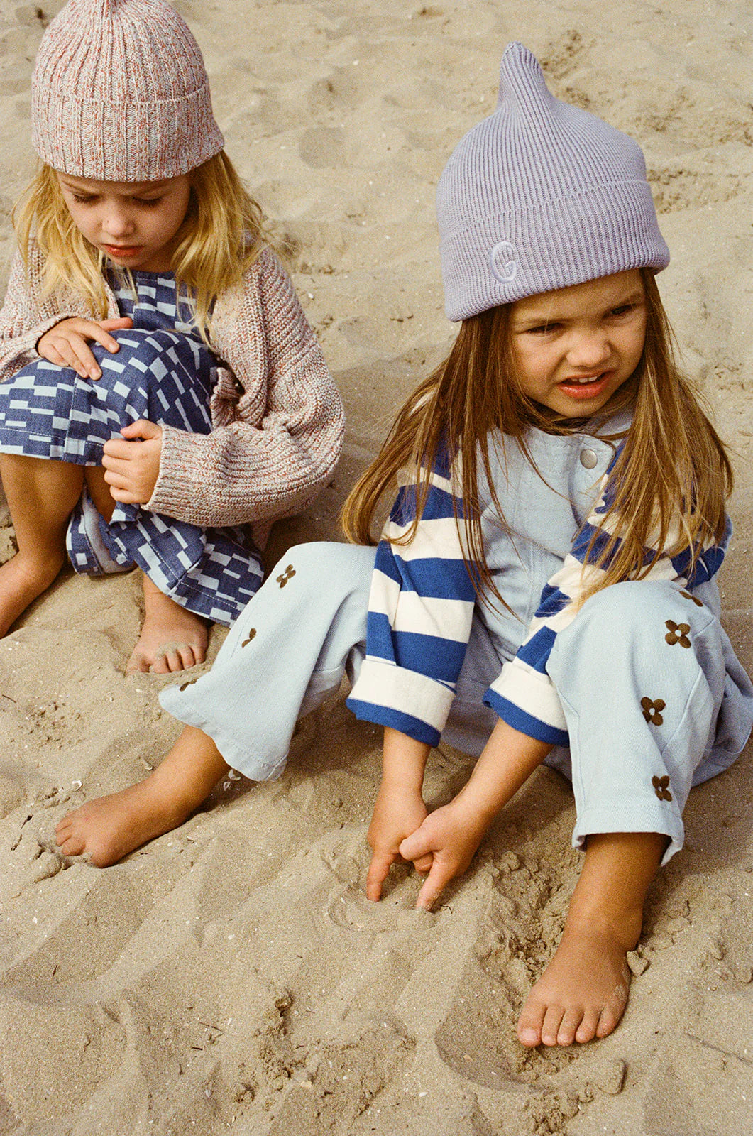 Organic Embroidery Posy Overalls - Ice Blue