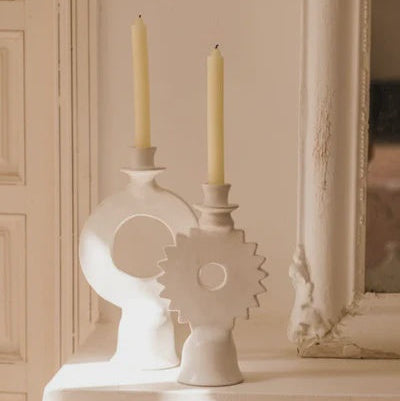 TADELAKT CANDLE HOLDER FULL MOON WHITE