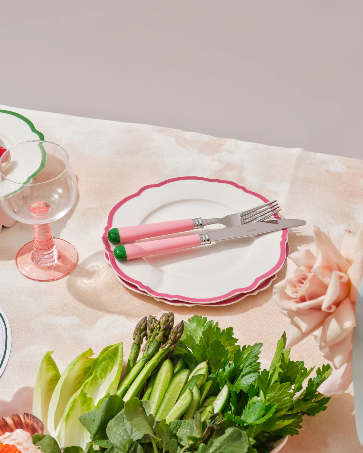 Pink & Green Cutlery Set 16 Piece