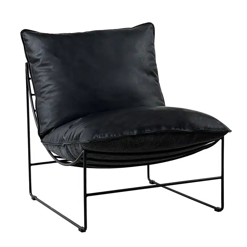 Leonardo Leather Lounge Chair - Graphite & Twilight
