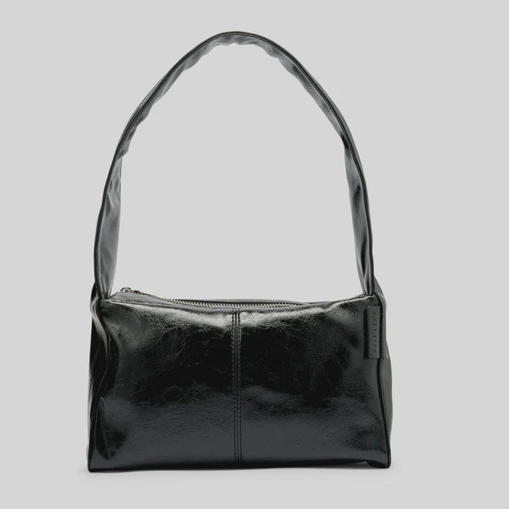 Luca Shoulder Bag - BLACK GLOSSY  CRINKLE