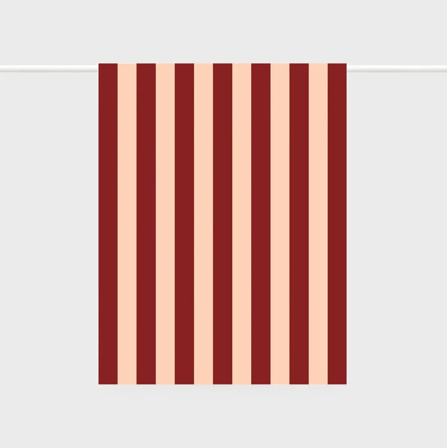 Tea Towel | Bold Stripe Peach + Burgundy