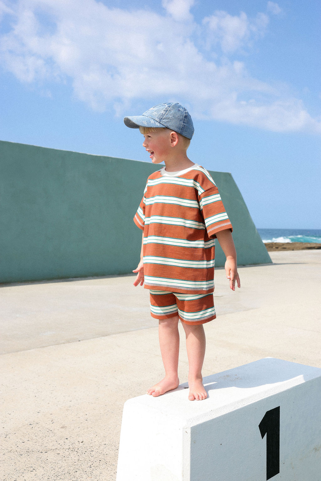 Cotton Sports Stripe Shorts - Acorn