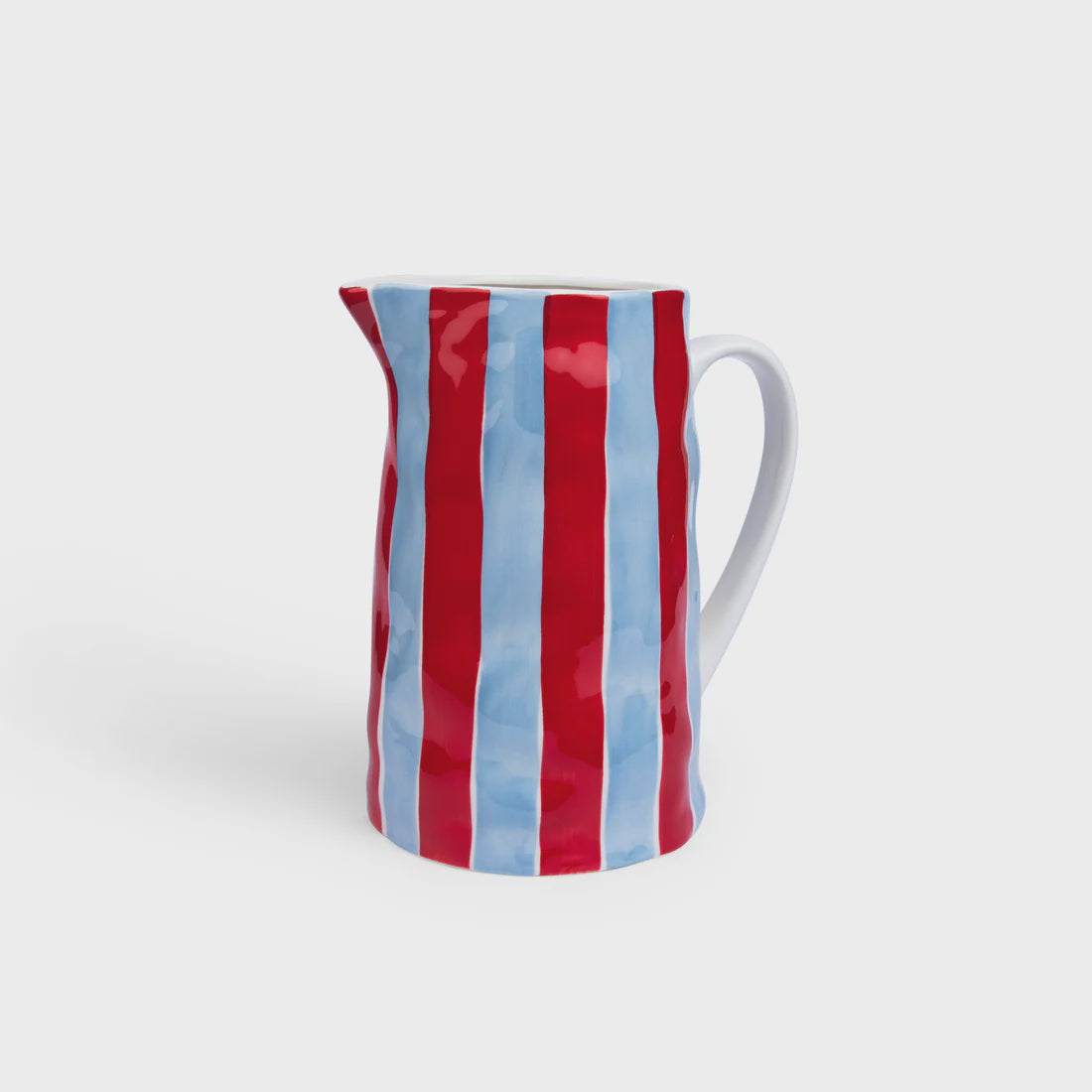 Medium Jug - Cornflower Blue and Red Stripe