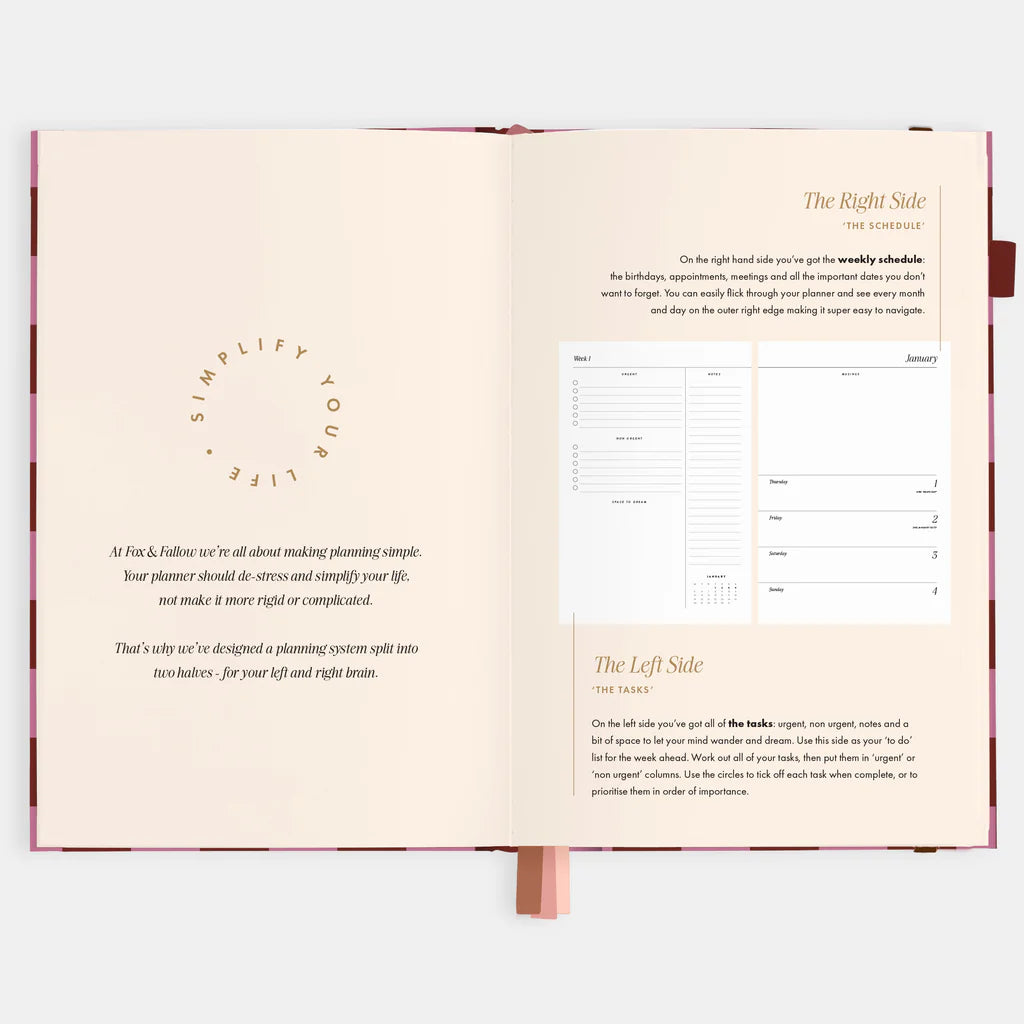 2026 A5 Horizontal Planner - Cherry Check