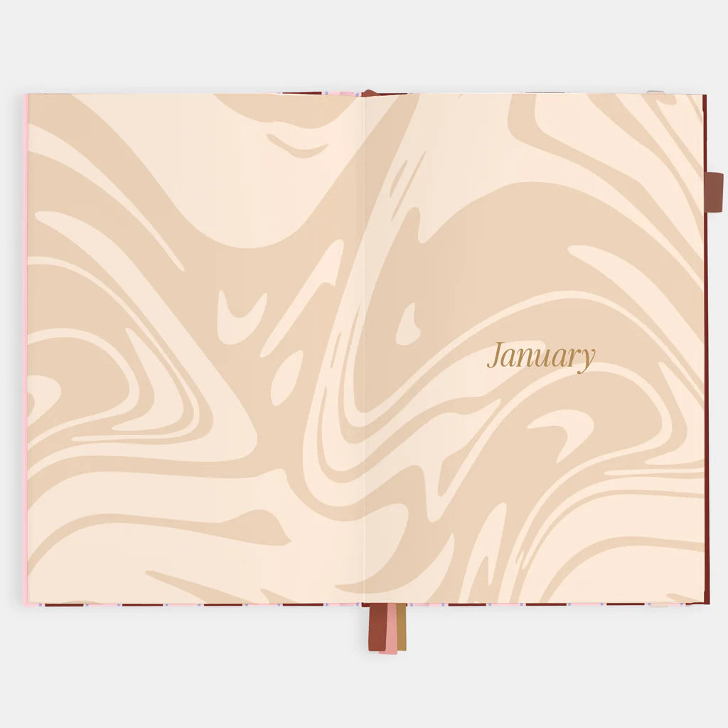 2026 A5 Vertical Planner - Burgundy Stripe