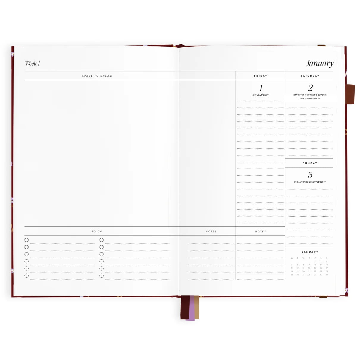 2027 A5 Vertical Planner - Cherry Wisteria
