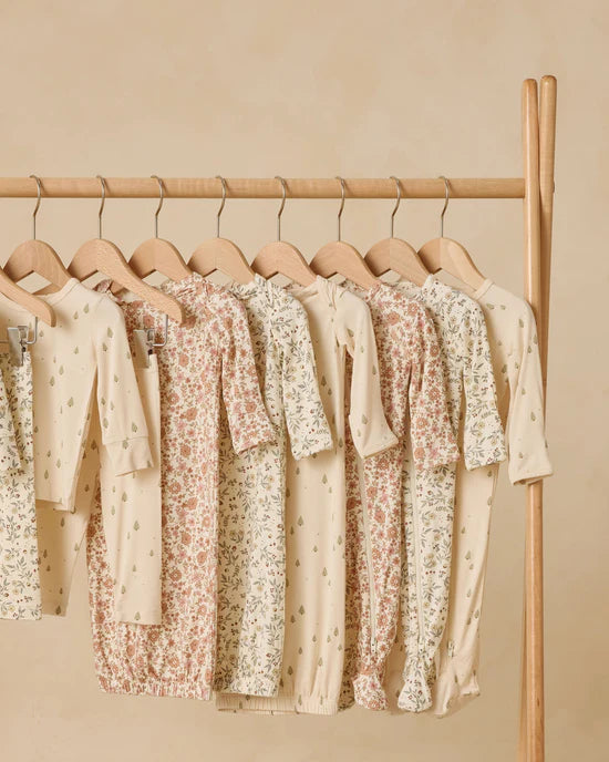 Bamboo Zip Footie - Bloom/Ivory