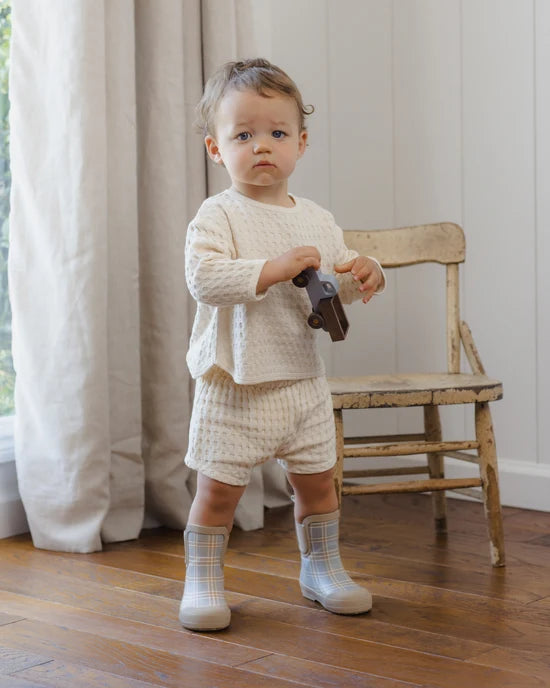 Rain Boots Blue Plaid