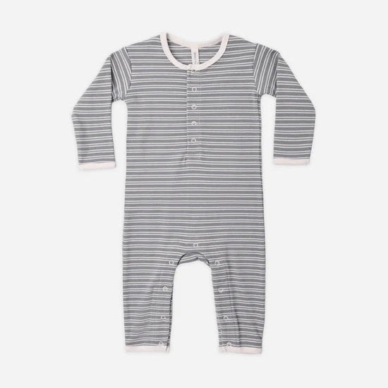 Ribbed Baby Jumpsuit - Slate Microstripe