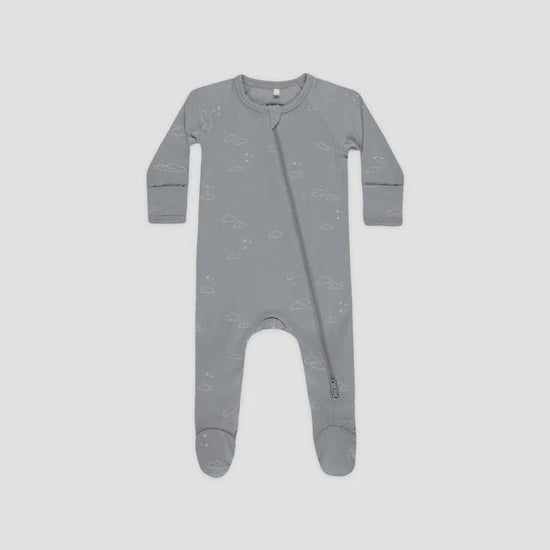 Bamboo Zip Footie - Clouds