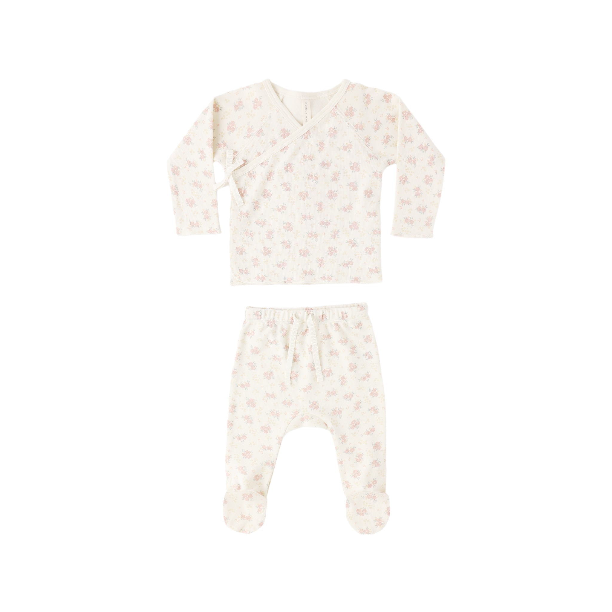 Wrap Top + Footed Pant Set || Flower Field - Addy & Lou