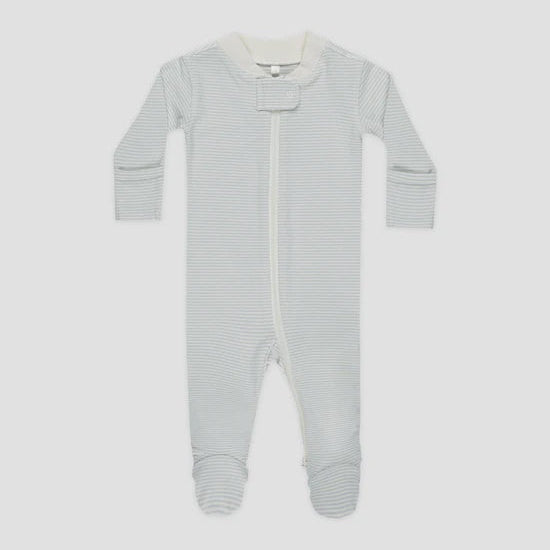 Zip Longsleeve Sleeper Footie - Sky Micro Stripe