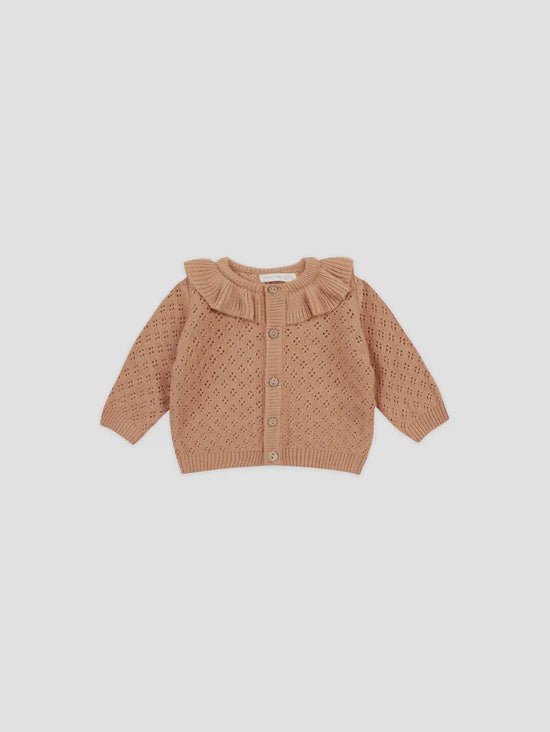 Ruffle Collar Cardigan - Melon