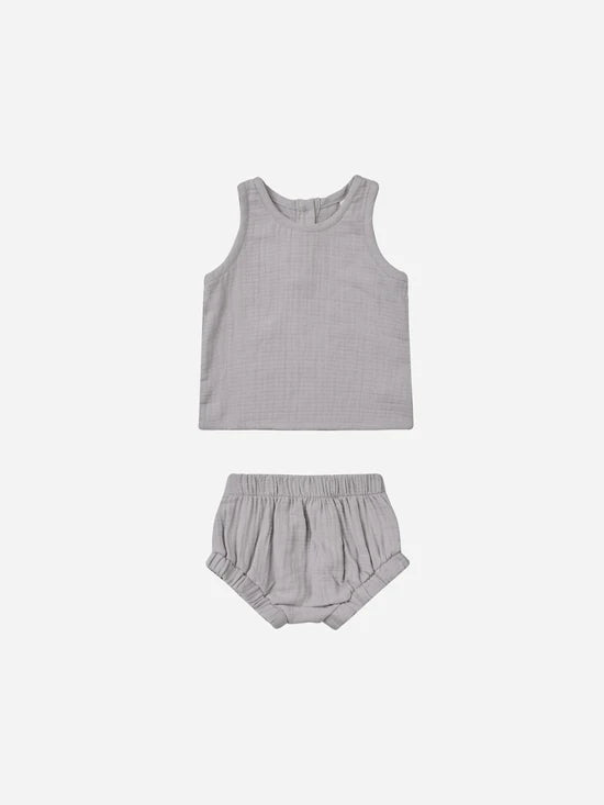 Woven Tank & Short Set - Periwinkle