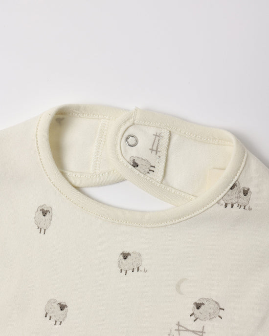 Jersey Snap Bib, 2 Pack Sheep, Cloud Stripe