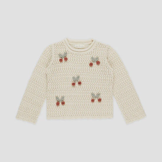 Crochet Knit Pullover - Cherries