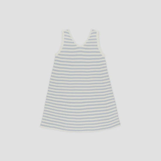 Crochet Tank Mini Dress - Blue Stripe