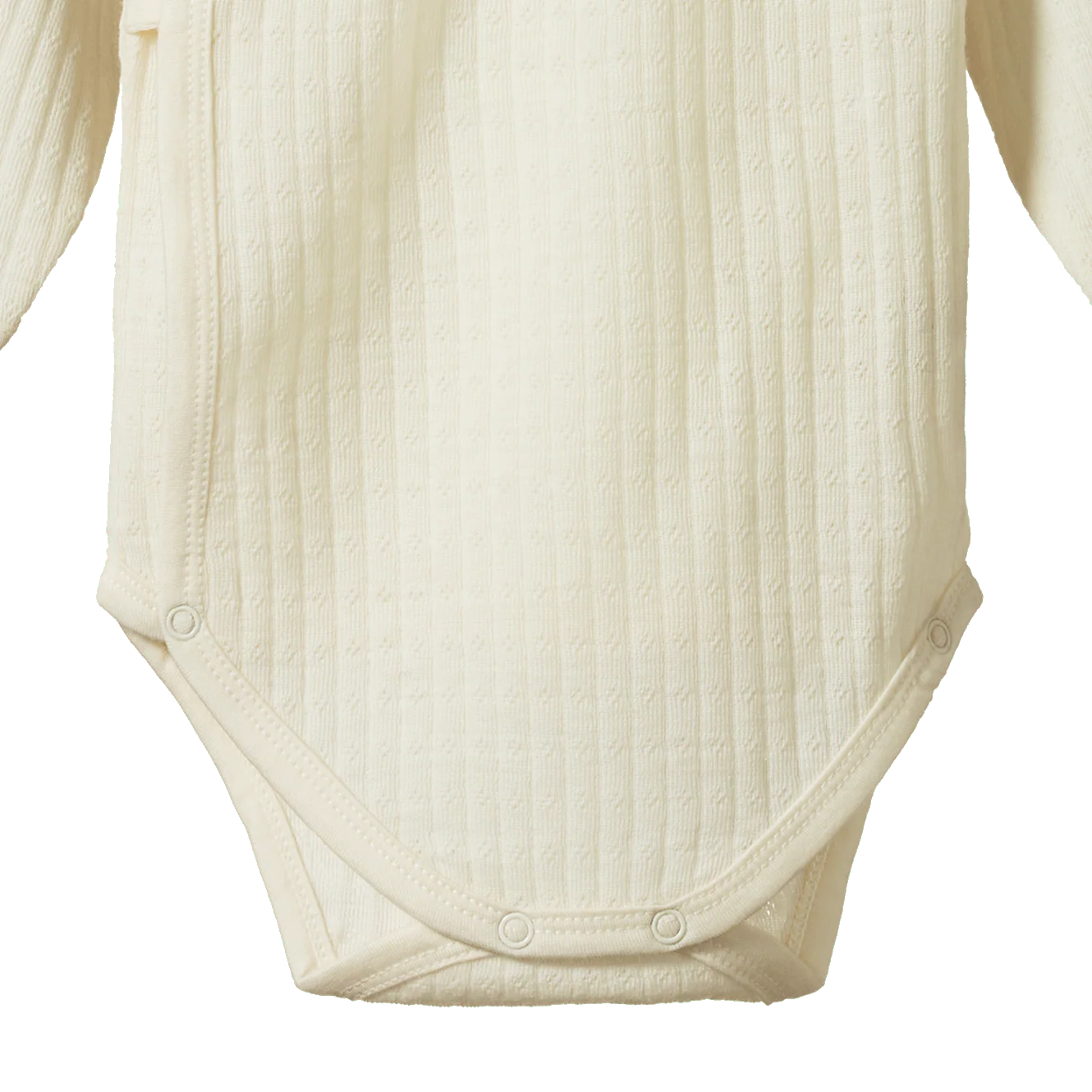 Merino Pointelle Long Sleeve Kimono Bodysuit - Natural