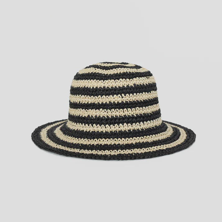 So Relaxed Sunhat - Black & Ivory Stripes