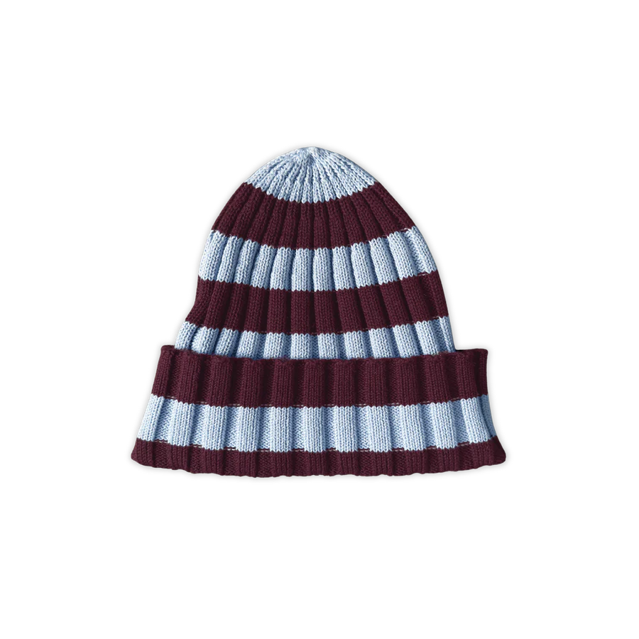 Organic Striped Pixie Knit Beanie - Plum & Haze